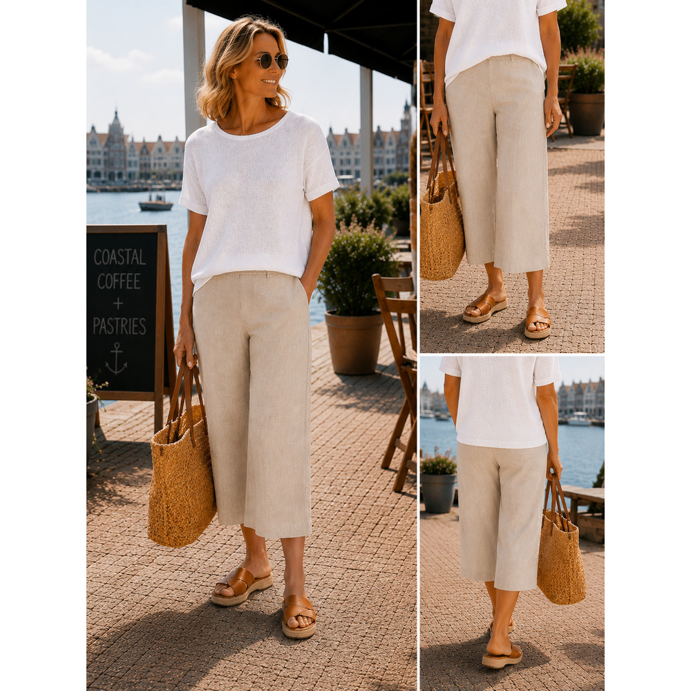 GH Bass 100% Linen Capri Pants Women’s Size 6 Oatmeal Coastal Resort